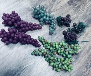 Grape Clusters Lot Artificial Fruit Red Purple Green Grapes Rubber Plastic Bunch